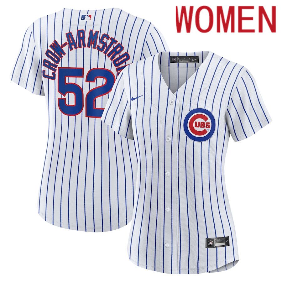 Women Chicago Cubs 52 Pete Crow-Armstrong Nike White Home Replica Player MLB Jersey